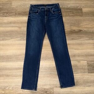 Silver Jeans Co Avery High Rise Straight Jeans Size 34 Dark Was Women's